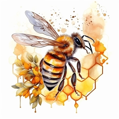 honey bee done in a light watercolor, stylized fantasy style. watercolor clipart