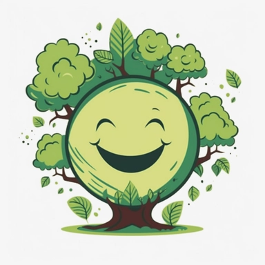 globe with trees and smiling face that simbolizes environmental Protection, clipart, hd, no background