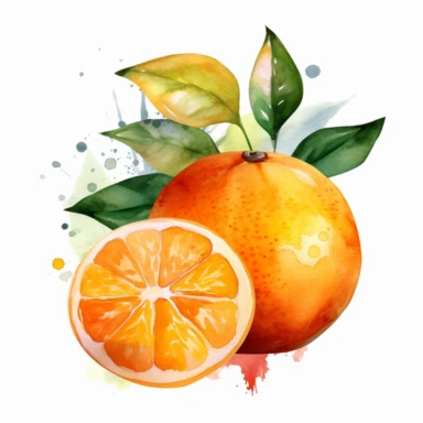 simple orange, watercolor clipart, minimalist, bright colors, isolated white background, 8k