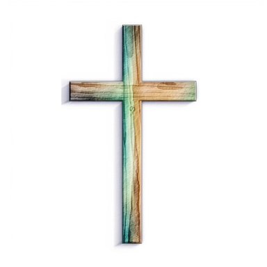 watercolor of a wooden christian cross isolated on a white background, high quality, detailed, realistic, digital illustration, white background, HDR, rtx on,textural richness, digital illustration, clipart