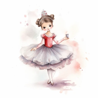 Clara from the nutcracker illustration soft watercolour white background clipart