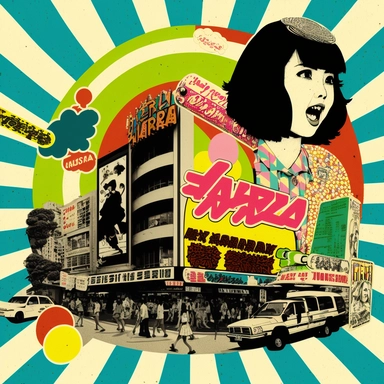 Creative graphic design, design, Jpop culture, Geek on in Akihabara, collage, clipart, graphic, illustrations, 16K