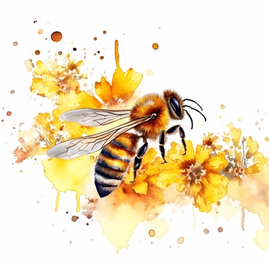 honey bee watercolour clipart design, vector image
