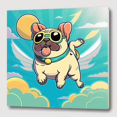skydiving pug hawaiian colourful anime manga kawaii cute vibrant clipart trippy vivid