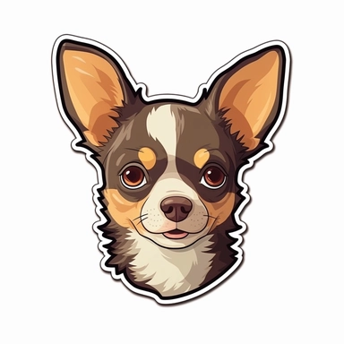 Chihuahua face dog sticker design with minimalist background, flat, clip art