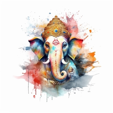 realistic watercolor ganesh clipart illustration