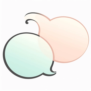 two speech bubbles in clipart style, on light pastel colors