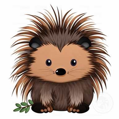 cute porcupine clipart, white background, no font