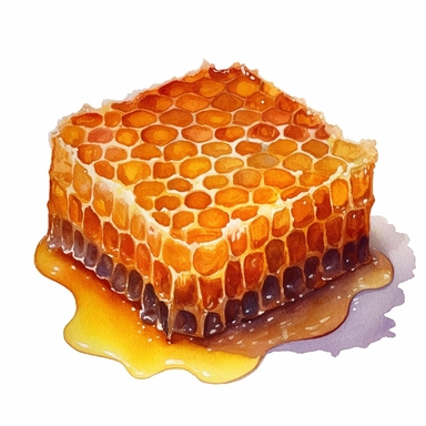 hyperrealism painting , honey comb, white background, watercolor style, farmhouse chic, tempera clipart