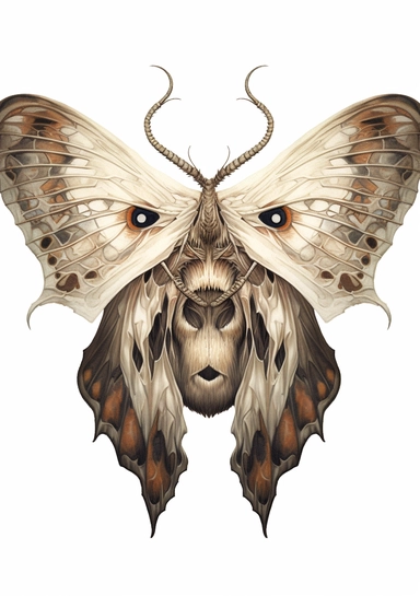 Skull Moth Clipart on white background, death's head moth, realistic, details, high resolutions, white background