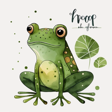Simplified clipart frog, simple shapes, no lines, no outlines, clipart, featured on dribble, cartoon animals clipart, minimalist, computer vector graphic design clip art, watercolor illustration clipart, watercolour clipart, watercolor illlustration for kids and children, book illustration, print on demand image, PNG tranparent back
