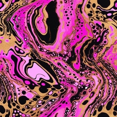pink and black psychedelic pattern for t-shirt, clipart. paint pour. gold details