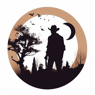 country western minimalist silhouette tattoo desing clipart