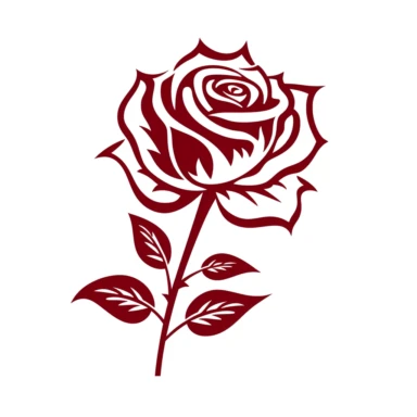 red rose flower silhouette vector flat simple identification symbol white backround white background minimalistic clipart png svg