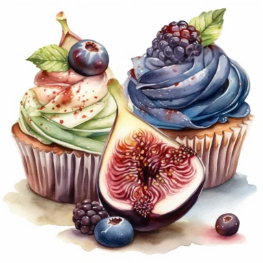 An intricately detailed watercolor clipart illustration displaying an ultra-realistic [specific design idea, like  cupcakes decorated with figs  ], isolated on a white background, in the style of ultra-detailed watercolor clipart illustrations, HDR watercolor clipart illustrations, 32K watercolor clipart illustrations, hyperrealistic watercolor clipart illustrations, ultra-intricate watercolor clipart illustrations, high-resolution watercolor clipart illustrations, high-definition watercolor cli