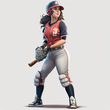 Baseball clipart. Sport graphics, Girl Baseball player characters, full body, 8k polished, clear background, 3d, rendered by pixar