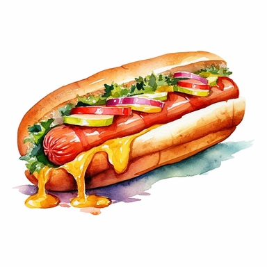 hot dog watercolor design clipart