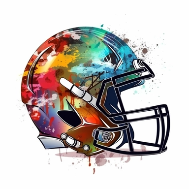 realistic football helmet in the style of colorful graffiti, sticker, clipart, vector, contour, colorful paint, white background