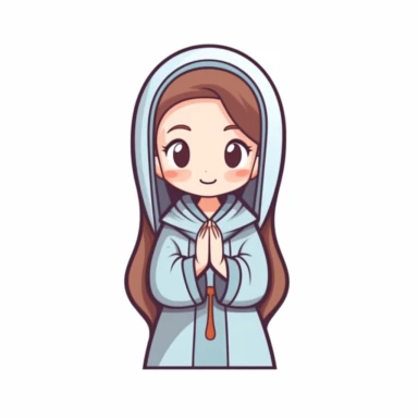adorable simple holy mary clipart, white background