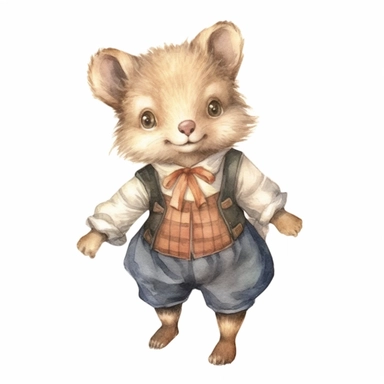 a Cute Happy Baby Hedgehog in the style of Watercolor Kate Greenaway Clipart, White Background