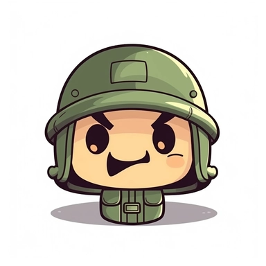 happy cute Soldier face, cartoon, clipart, mascot, isolated on white background