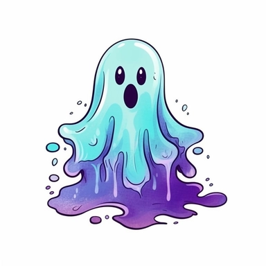 cute halloween ghost, duotone, vivid colors, clipart, whitebackground