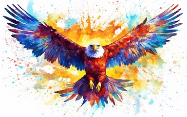 Create a captivating visual representation that symbolizes breaking free from barriers and unleashing boundless potential in business. Depict a soaring eagle with its wings outstretched, symbolizing courage, freedom, and limitless possibilities. Let the image exude a sense of empowerment and inspire viewers to embrace change, overcome challenges, and rise above limitations. Use vibrant colors and dynamic elements to convey energy and excitement. The image should evoke a sense of awe and ignite t