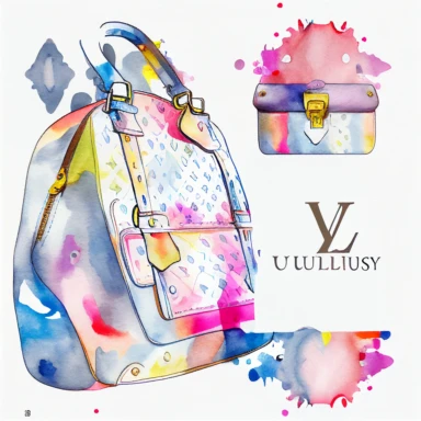 watercolor luis vuitton inspired fashion clipart, no letters, white background