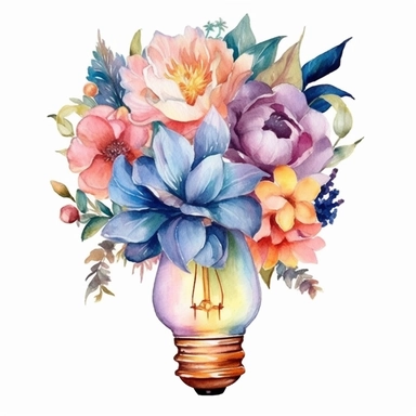 Watercolour Floral Light Bulb Clipart