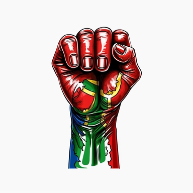 Beautiful Red yellow green Fight Hand for juneteenth Sublimation Clipart,Cartoon, hyper realistic, intricate detail, illustration style,high solution,on the white background