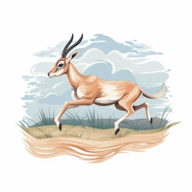 cute gazelle fawn, leaping joyfully in the open field, its grace unmatched, soft pastel colors, clipart, on a white background