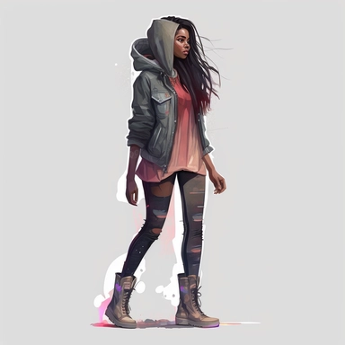 full body standing in ankle boots Fashion clothes clipart clothes Chanel , Nike,fashionable multicolored, black melanated, women wearing eyelashes, long hair fashion model,clear illustrations , cartoon sharp focus, illustration, art by artgerm and greg rutkowski