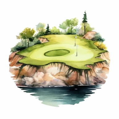 watercolor golf hole clipart, white background
