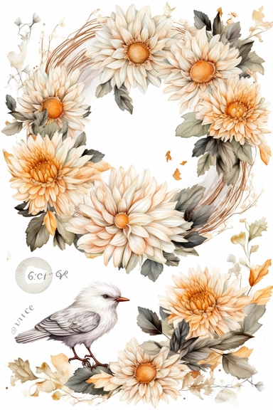 Halloween clipart, Chrysanthemum Delicate watercolor illustration, White background, Cozy, clear picture, 8k, hd, isolatee on a white background, Wreath, Frame Clip Art