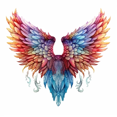 A highly detailed watercolor angel wings clipart, meticulously painted with intricate patterns, delicate brushstrokes, and subtle shading, capturing the divine essence of celestial feathers, the wings rendered in vibrant and harmonious colors, every intricate detail visible even in high-resolution 4K, evoking a sense of ethereal beauty and spiritual grace, Artwork, watercolor painting on paper,