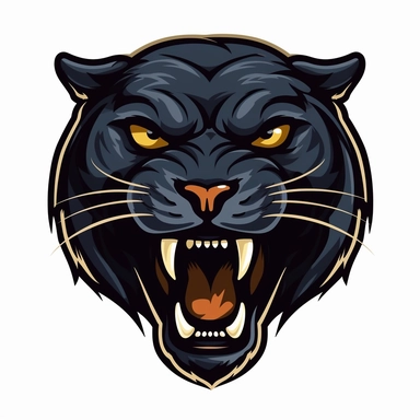 panther clipart 2d head and neck logo style
