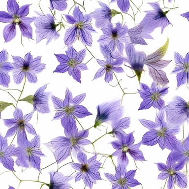 Purple borage flowers as a clipart with white background. A masterfully crafted digital artwork that explores the beauty and intricacy of purple borage flowers. The composition offers a close-up perspective, allowing the viewer to marvel at the delicate details of each petal and the unique patterns they create. Soft lighting highlights the vibrant purple tones, evoking a sense of tranquility and serenity. The artwork exhibits a contemporary realism style with a touch of impressionism, reminiscen
