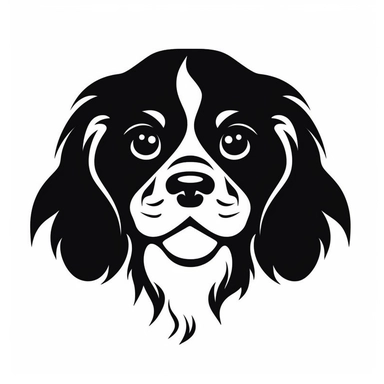 happy Cavalier King Charles Spaniel Dog SVG, black with white background SVG Dxf EPS Png Cdr Ai Pdf Vector Art Clipart instant download Digital Cut Print File Cricut Silhouette