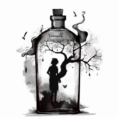 shawn coss silhouette, alcohol bottle clipart, add some color shades, vintage style, old fashion, artwork, white background, 4k, detailed