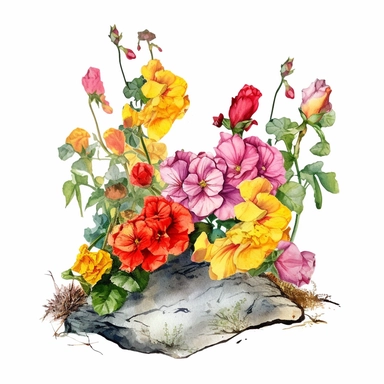 flower for headstones , Beautiful Watercolor Art, Charming, Isolated on White Background Floating on White Background, Crispy Details, Watercolor, High Resolution, High Quality Art, Clear, Vibrant, Rich Colors, Sharp, Vivid Details, 300 dpi, Clipart