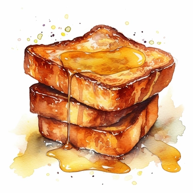 realistic french toast watercolor clipart on white background