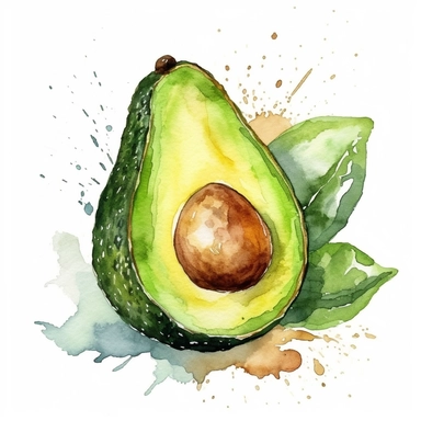 watercolo clipart of an avocado, raw authenticity, environmental awareness