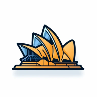 A Sydney Opera House SVG icon, ultra-realistic original color, single line design, flat design, clean design, flat, simple clipart, white background, thick line, thick stroke, created in Adobe Illustrator, side view, best viewing angle, best picture quality