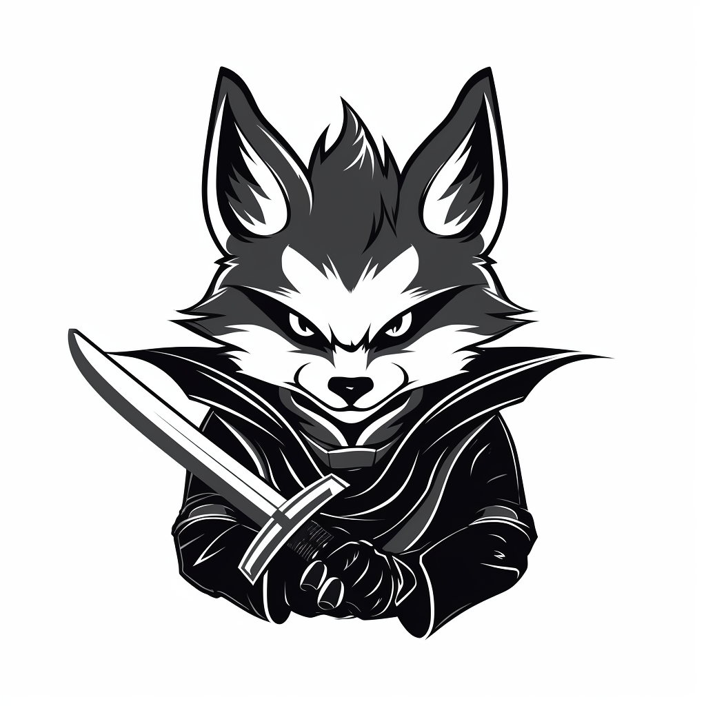 fox clipart black and white