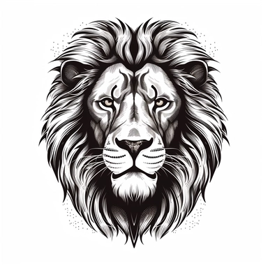 lion face svg free vector black ink on white vector image print free svg clipart, dan hillier, rashad alakbarov, george catlin, realistic portrayal of light and shadow, mythology-inspired, emotionally charged