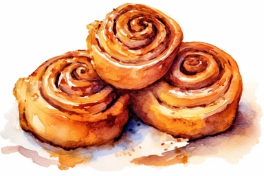watercolor cinnamon rolls clipart, hd, white background, spaced out