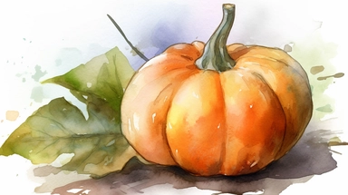 watercolor pumpkin clipart illustration, sharp focus, promotional photography
