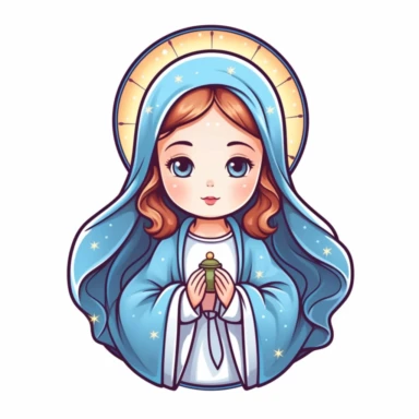 adorable simple holy mary clipart, white background