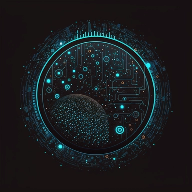 London, UK, technology, NFT, Swag, hipster, quirky, finance, blue, simple, cosmos, circle, particles, glowing, clean black background, digital, circuit board, icon, clipart, futuristic, 2D, flat, svg, sci-fi, 4k, vector