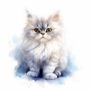 watercolour cute realistic Persian cat ultra detailed ultra photoreal intricate detailed beautiful magnificent Persian cat with perfect beautiful realistic eyes and intricate facial features four perfect legs and paws realistic detailed ,png image,high definition,300dpi,graphic clipart,computer graphics